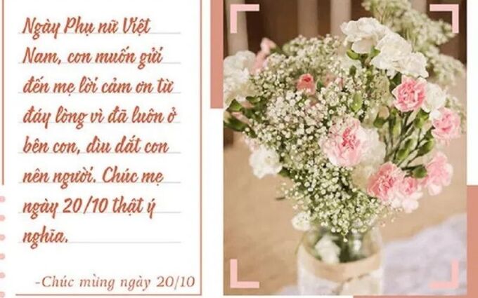 Thiệp chúc mừng ngày 20 10 tặng mẹ và bà ý nghĩa