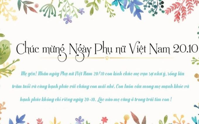 Thiệp chúc mừng ngày 20/10 tặng mẹ và bà ý nghĩa
