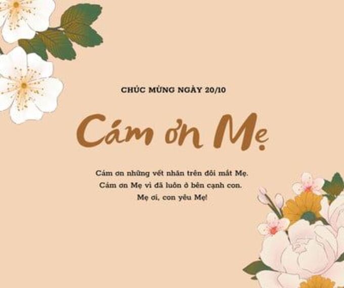 Thiệp chúc mừng ngày 20/10 tặng mẹ và bà ý nghĩa