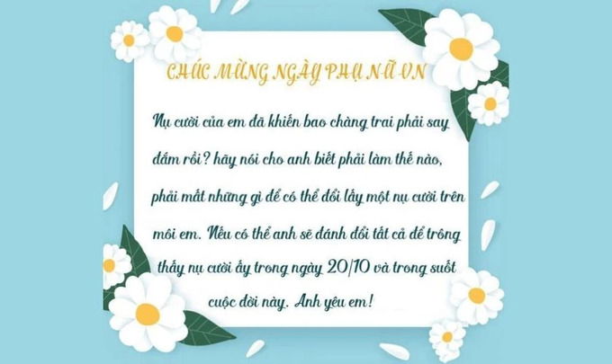 Thiệp 20/10 ngọt ngào tặng người yêu