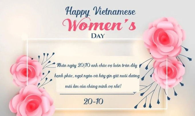Mẫu thiệp chúc mừng 20/10 tặng vợ