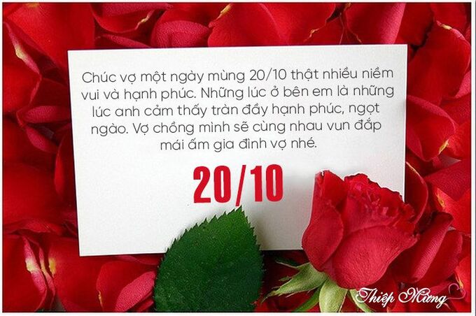 Mẫu thiệp chúc mừng 20/10 tặng vợ