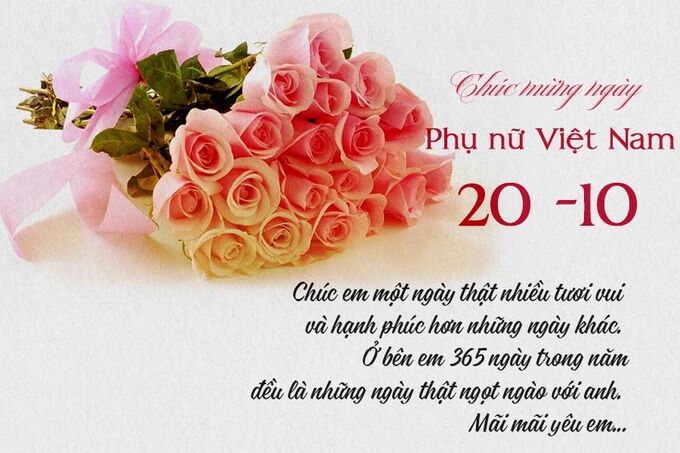 Mẫu thiệp chúc mừng 20/10 tặng vợ