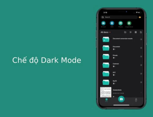 Chế độ Dark Mode trên Camscanner 