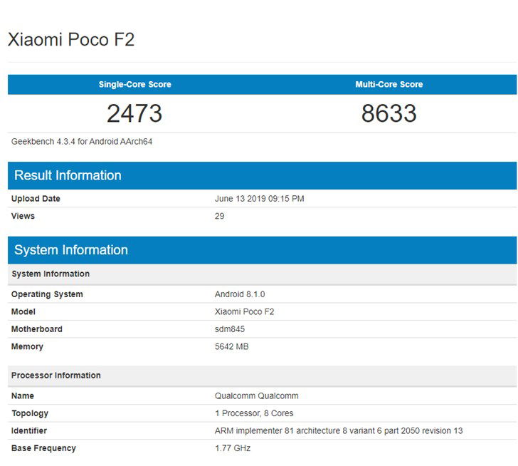 Xiaomi POCO F2 xuất hiện trên Geekbench, chuẩn bị ra mắt?