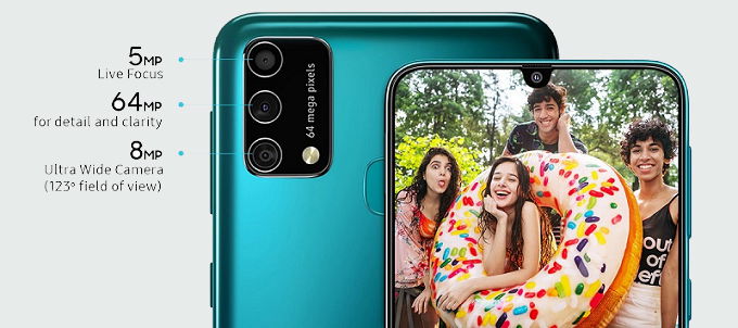 Mặt sau Galaxy F41 sở hữu cụm camera 3 ống kính