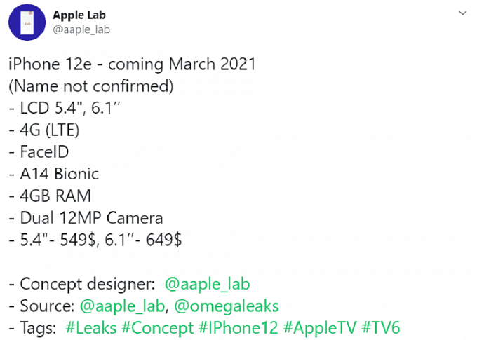 Phone 12 4G của Apple sẽ được ra mắt với tên gọi là iPhone 12e