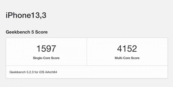 iPhone 12 Pro ghi được điểm số hiệu năng cực kỳ ấn tượng là 1,597 điểm trong bài kiểm tra đơn nhân và 4,152 đa nhân