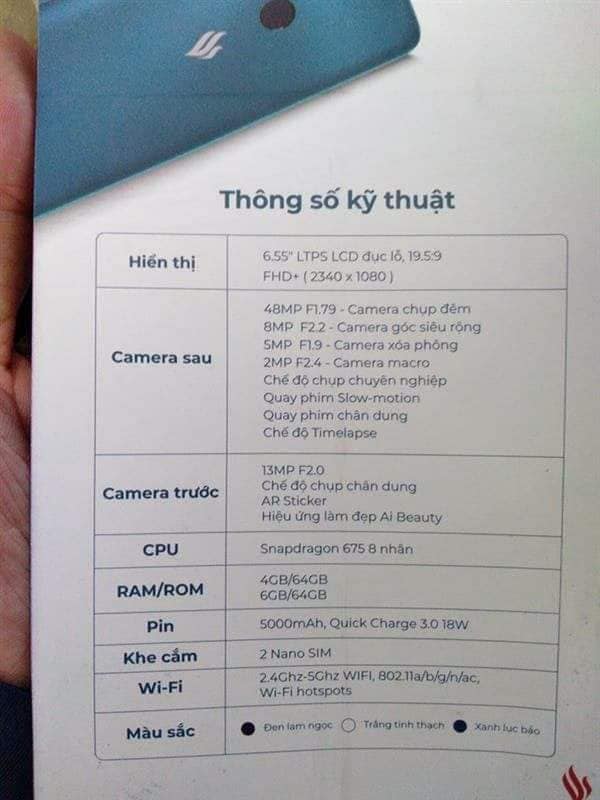 Vsmart Live 4 bao gồm 4 camera mặt sau có độ phân giải lần lượt là 48MP, 8MP, 5MP, 2MP