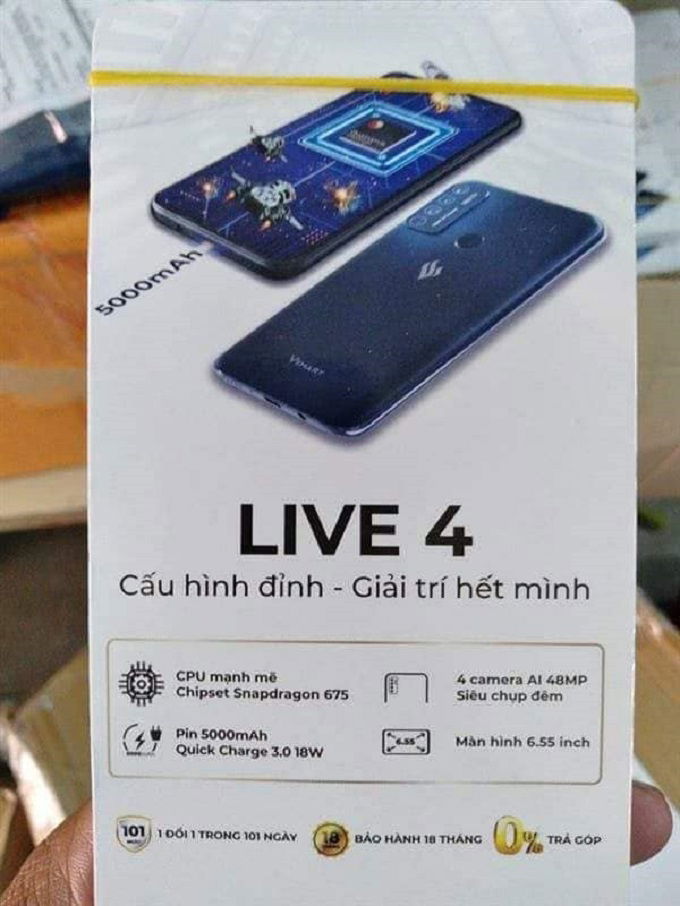  Vsmart Live 4 còn cho thấy máy sẽ được trang bị chip Snapdragon 675