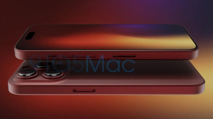 Hình ảnh mô phỏng iPhone 15 Pro màu đỏ thẫm