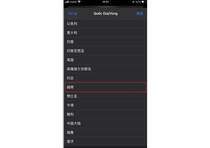 Bước 4 chuyển vùng từ Trung Quốc về App Store Việt Nam