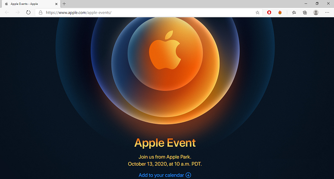 Giao diện trang web Apple Event
