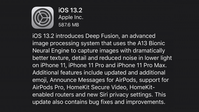 Chi tiết bản cập nhật iOS 13.2