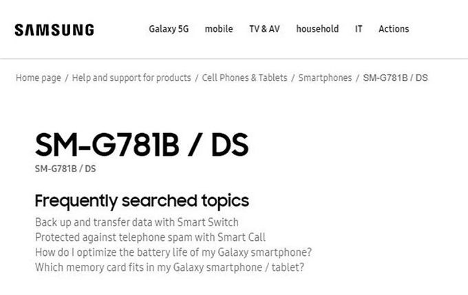 Mã hiệu Galaxy S20 Fe xuất hiện trên Web Samsung Đức 