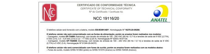 Chứng nhận của Samsung tại Brazil