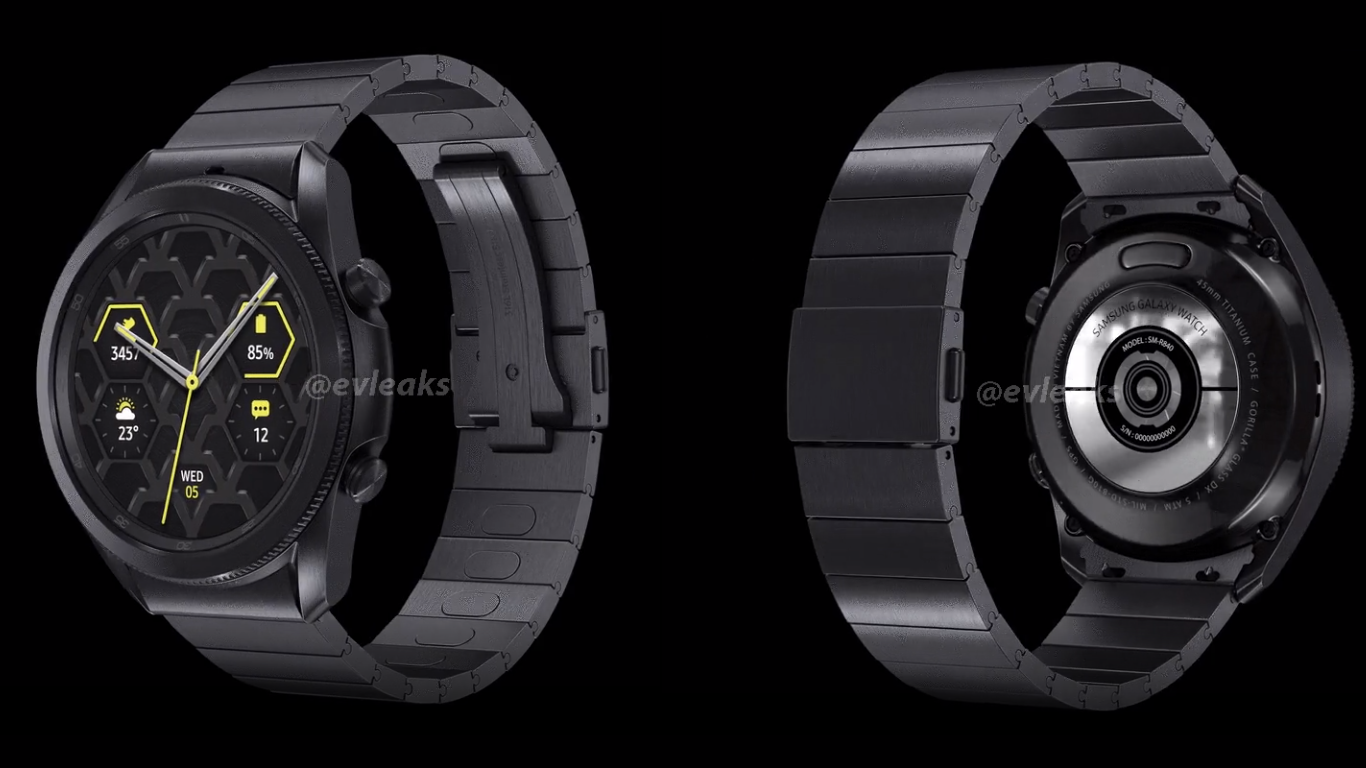 hình ảnh render mới nhất của Galaxy Watch 3 45mm