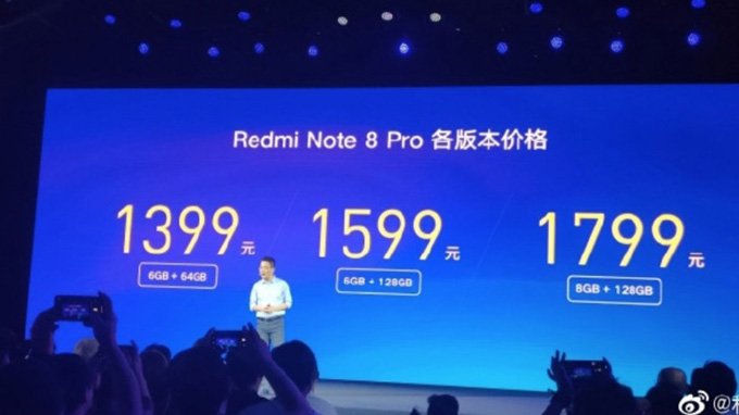 Giá bán Redmi Note 8 Pro mới ra mắt