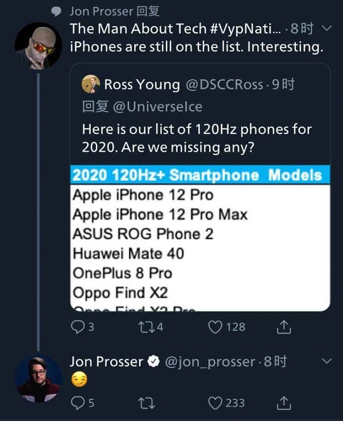 Tweet xác nhận iPhone Pro có màn hình 120Hz
