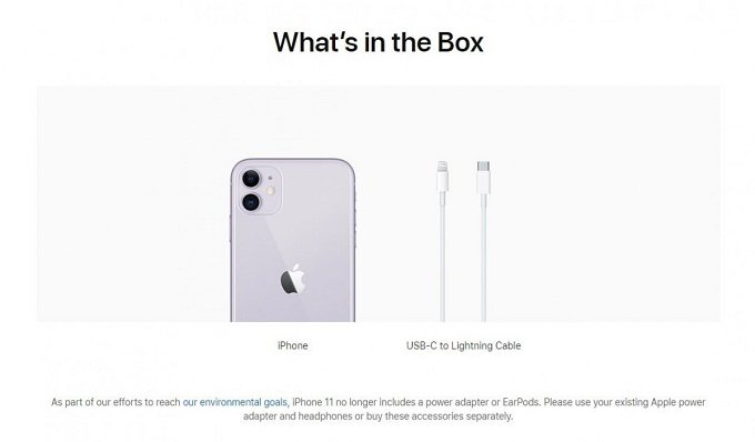 Trong hộp chỉ còn iPhone 11 và cáp sạc USB-C to Lightning