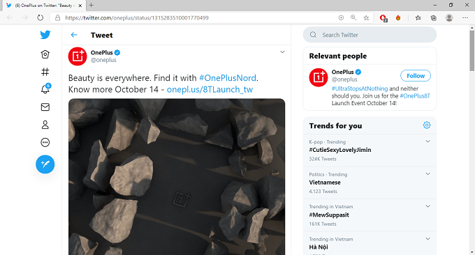 Bài đăng trên Twitter của OnePlus