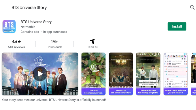 Bạn chỉ cần vào Appstore tìm và tải game BTS Universe Story một cách bình thường