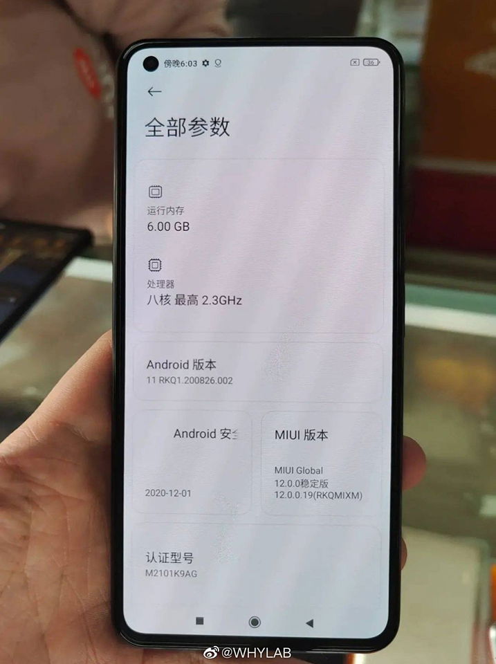 Hình ảnh thực tế Xiaomi Mi 11 Lite lộ diện, xác nhận nhiều chi tiết quan trọng