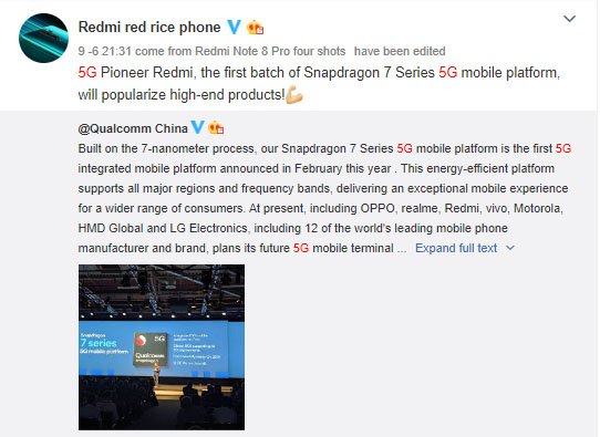 CEO Xiaomi tiết lộ: Redmi K30 5G sẽ ra mắt vào tháng 12