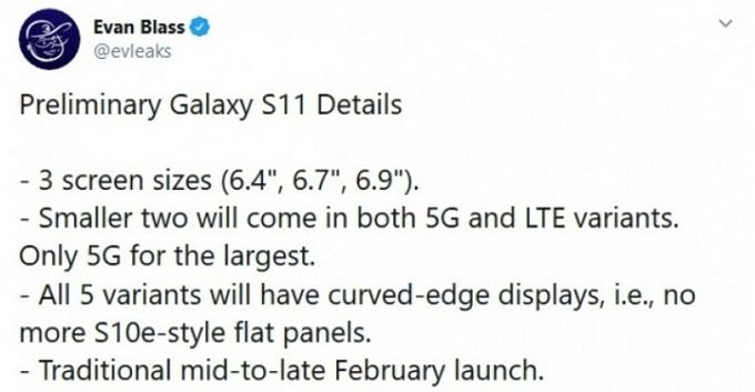Galaxy S11 sẽ ra mắt 5 phiên bản