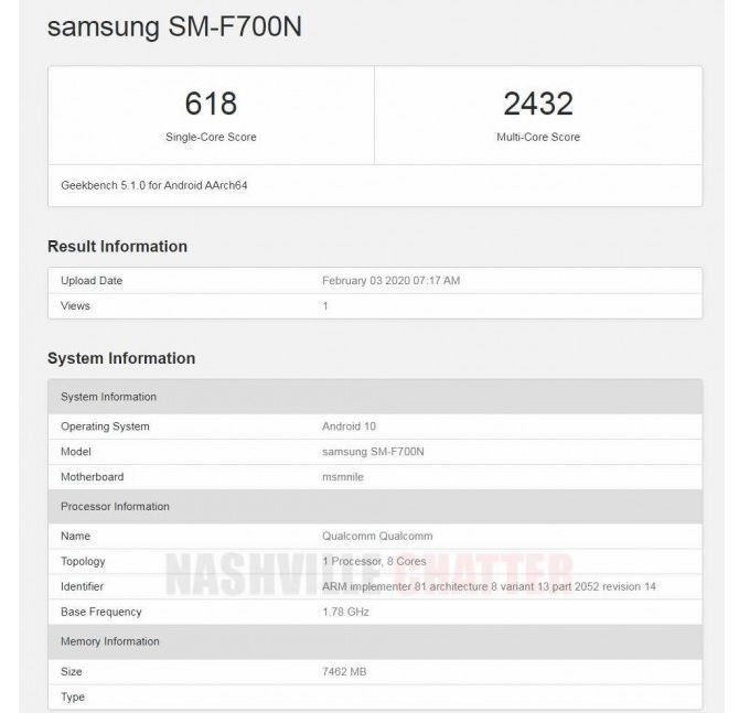 Điểm Geekbench của Galaxy Z Flip