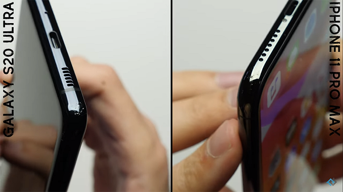 Galaxy S20 Ultra và iPhone 11 Pro Max đều chỉ bị xước nhẹ ở khung viền