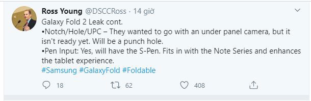 Cấu hình Galaxy Fold 2 rò rỉ với màn hình 120Hz và hỗ trợ thêm bút S-Pen