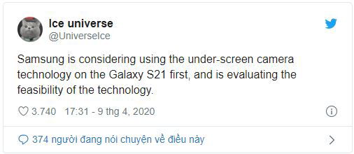 Galaxy Note 20 chưa ra mắt nhưng thông tin về Galaxy S21 đã xuất hiện với camera selfe ẩn dưới màn hình