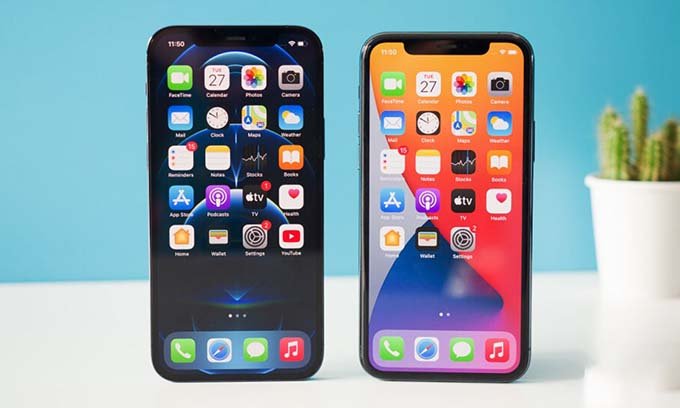 So sánh màn hình và kích thước iPhone 11 Pro Max cũ với iPhone 12 Pro Max cũ
