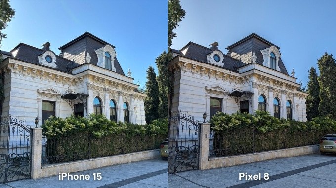 Camera chính trên iPhone 15 và Pixel 8 đều cho ra những bức ảnh sắc nét