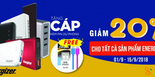 Mua phụ kiện giá sock: Giảm giá 20% cho tất cả sản phẩm Energizer