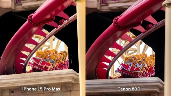 So sánh ảnh chụp liên tục trên iPhone 15 Pro Max và máy ảnh Canon 80D