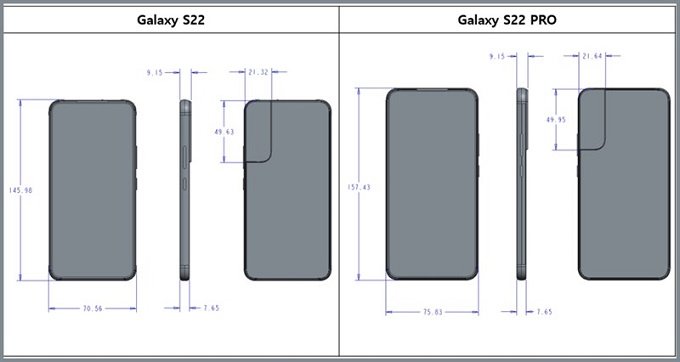 Hình ảnh sơ đồ thiết kế của bộ ba flagship Galaxy S22 đã được đăng tải