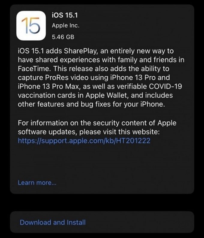 Cách cài đặt iOS 15.1 cho iPhone