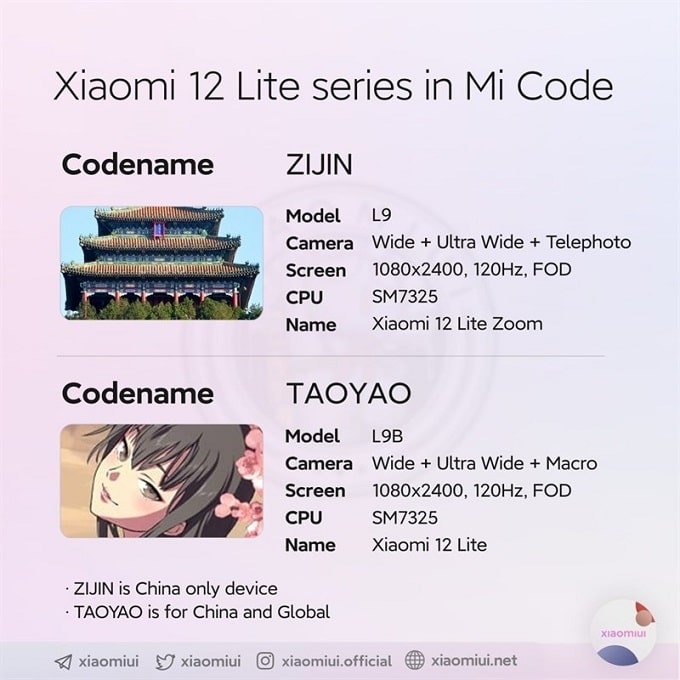 Xiaomi 12 Lite sẽ ra mắt với 2 phiên bản
