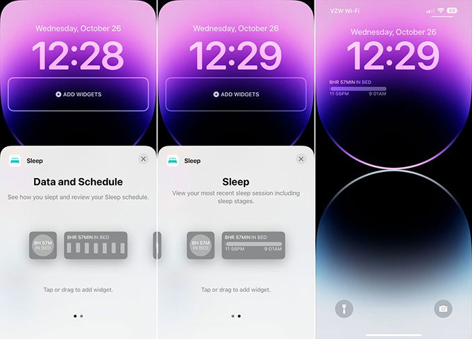 Sleep Data widget trên màn hình khóa của iPhone