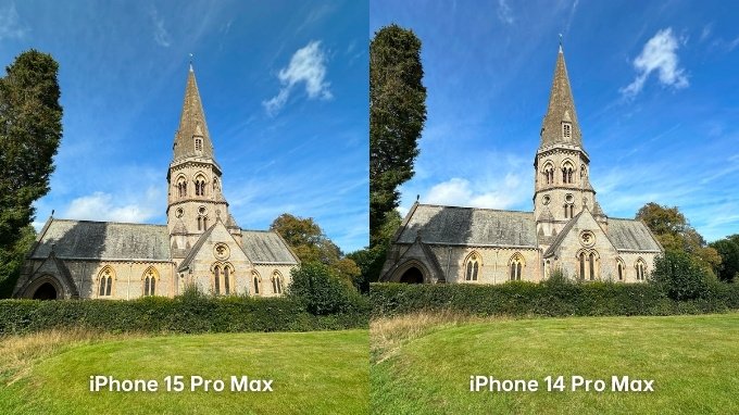 So sánh ảnh chụp góc rộng đủ sáng giữa iPhone 15 Pro Max và iPhone 14 Pro Max