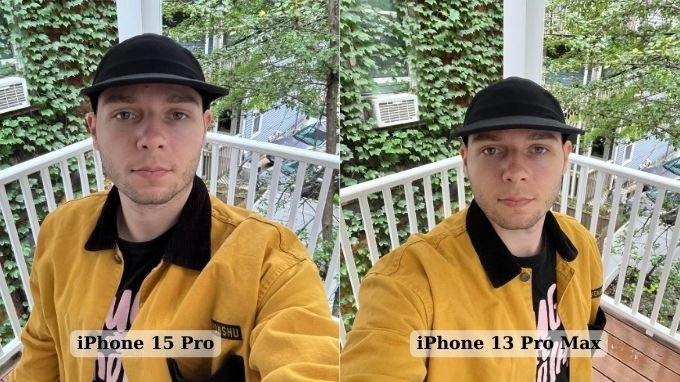 Ảnh chụp selfie của iPhone 15 Pro và iPhone 13 Pro Max