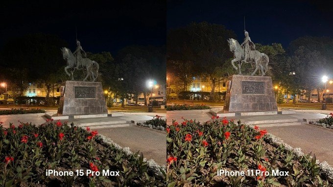 Ảnh chụp thiếu sáng trên iPhone 15 Pro Max và iPhone 11 Pro Max