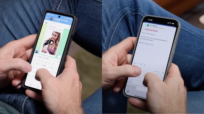 Khả năng cầm nắm khi dùng màn hình trên iPhone 15 Pro Max và Galaxy Z Fold 5