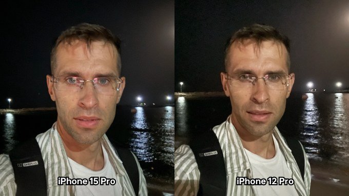 Ảnh chụp selfie trên iPhone 15 Pro và iPhone 12 Pro