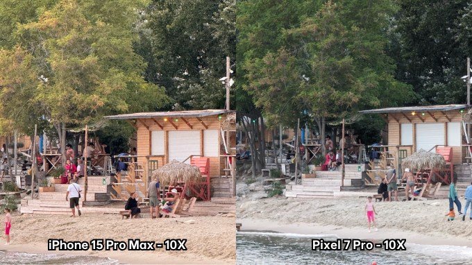 Ảnh chụp zoom 10X trên iPhone 15 Pro Max và Google Pixel 7 Pro