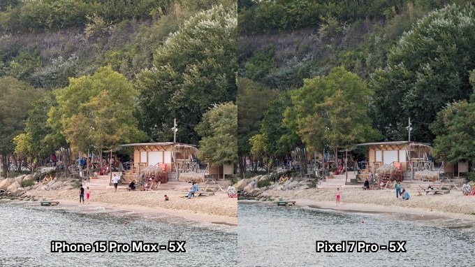 Ảnh chụp zoom 5X trên iPhone 15 Pro Max và Google Pixel 7 Pro