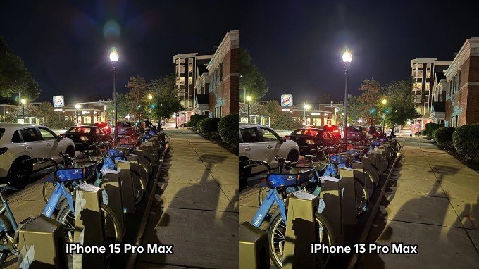 Ảnh chụp thiếu sáng trên iPhone 15 Pro Max và iPhone 13 Pro Max