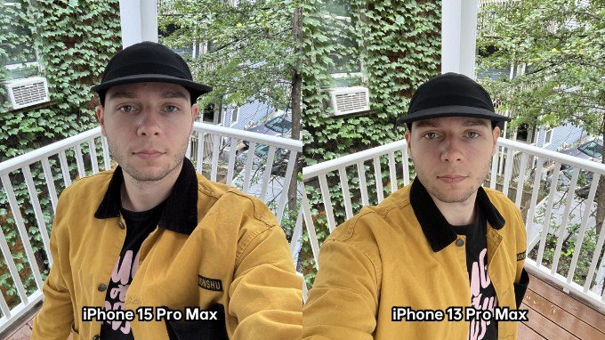 Ảnh selfie trên iPhone 15 Pro Max và iPhone 13 Pro Max